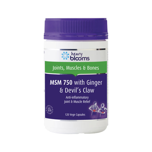 Henry Blooms MSM 750 with Ginger and Devils Claw 120vc