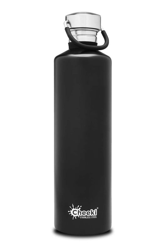 CHEEKI Classic Single Wall Stainless Steel Bottle - Matte Black 1 Litre