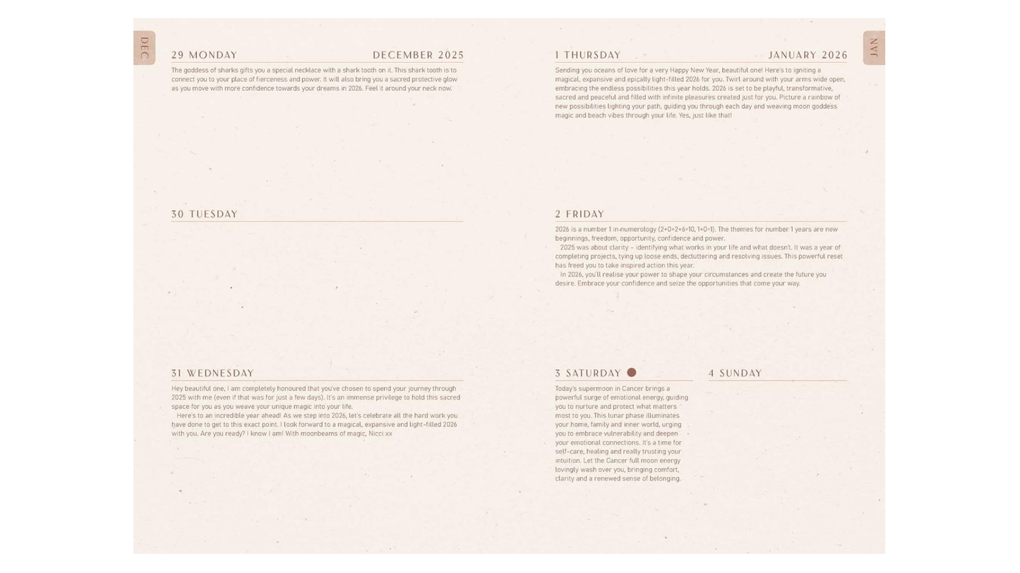 2026 DIARY Moon Goddess - Southern Hemisphere