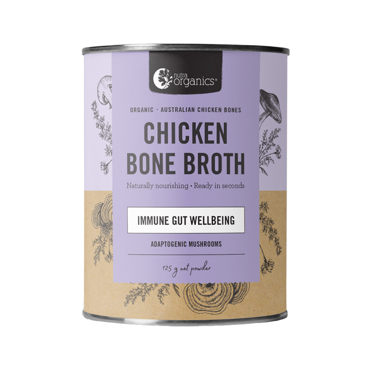 Nutra Organics Chicken Bone Broth Adaptogenic Mushrooms 125g