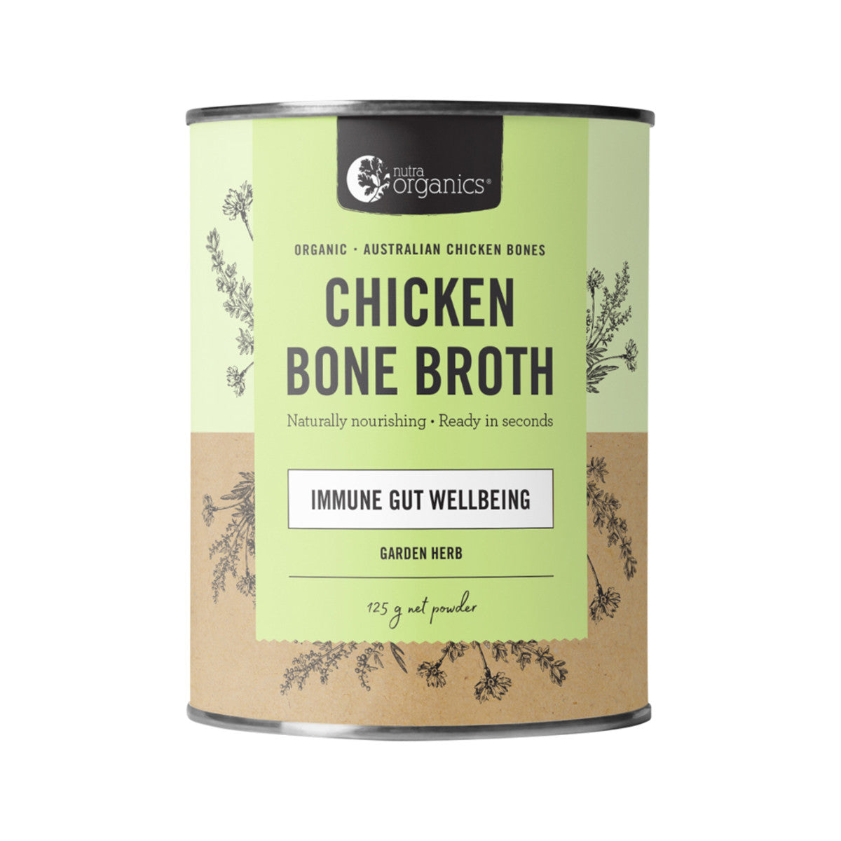 Nutra Organics Chicken Bone Broth Garden Herb 125g