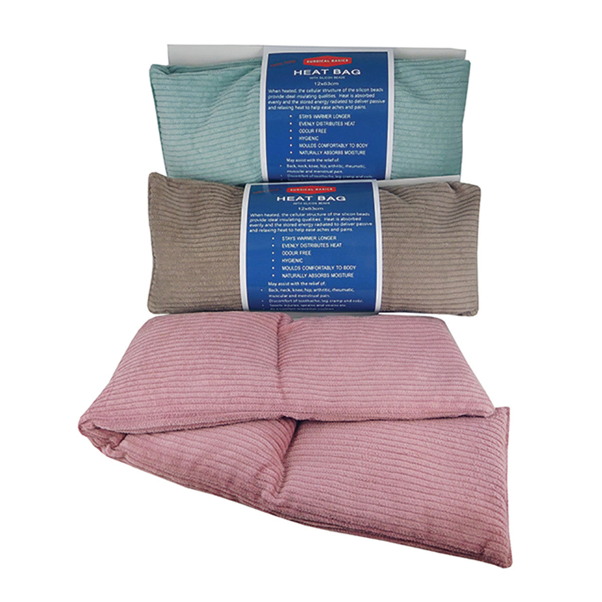 Heat Pack Silicon Beads 63x12cm Corduroy Long (various colours)