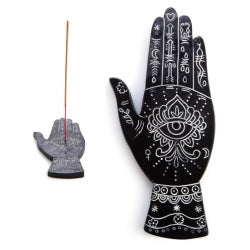 INCENSE HOLDER Palmistry Black/W 20cm