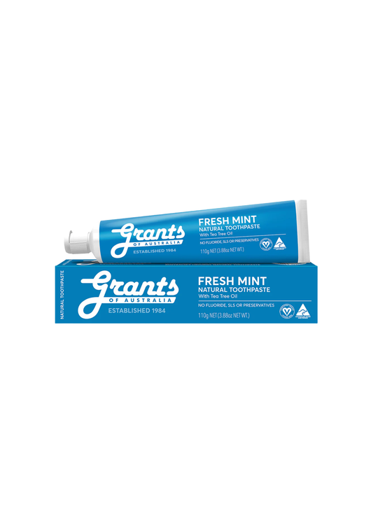 GRANTS Toothpaste Fresh Mint with Tea Tree Oil (Fluoride Free) 110g