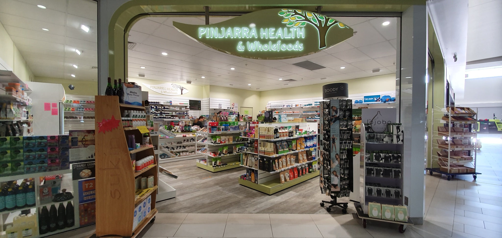 The entrance and shelves of Pinjarra Health & Wholefoods